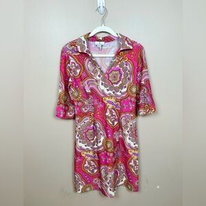 Jude Connally Retro Mod Megan Pink Paisley Tunic Dress SZ S